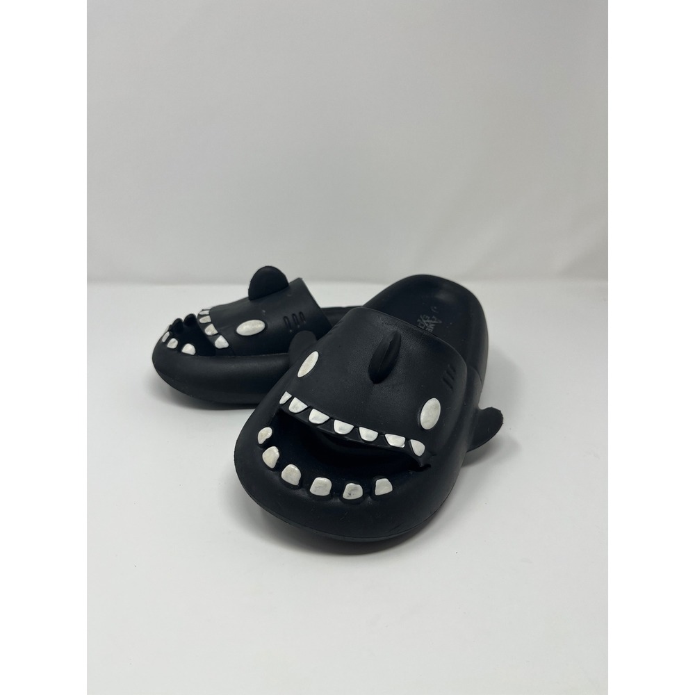 American Exchange Shark Slides Kids Black White 4 EU 34-35 Novelty Fun Sandals
